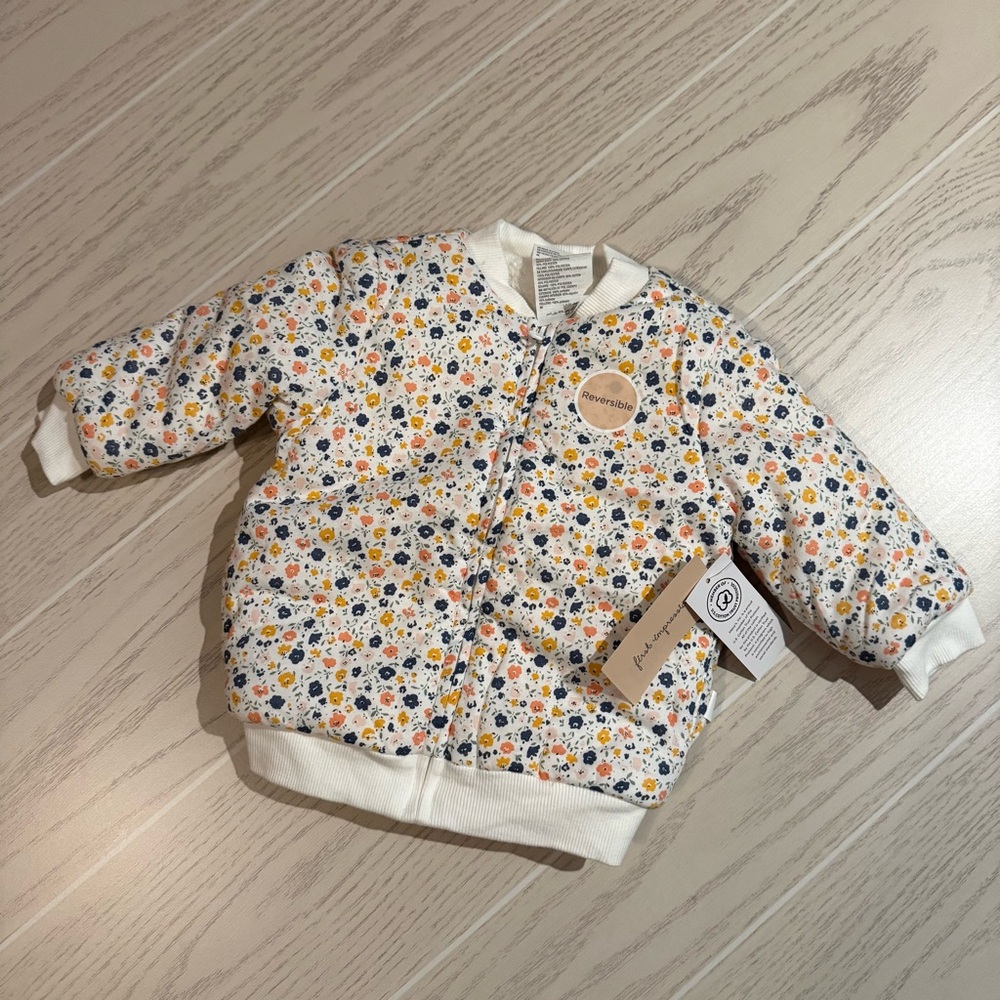 First Impressions Baby Girl Size 12 Months Reversible‎ Quilted Floral Jacket NEW